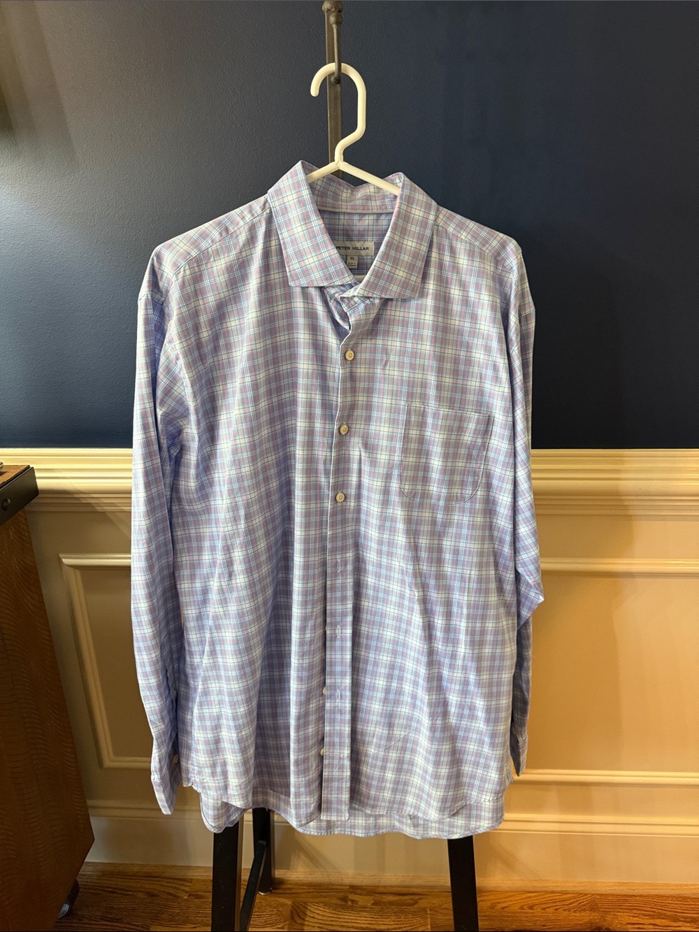 Peter Millar Pink & Light Blue Checked Dress Shirt